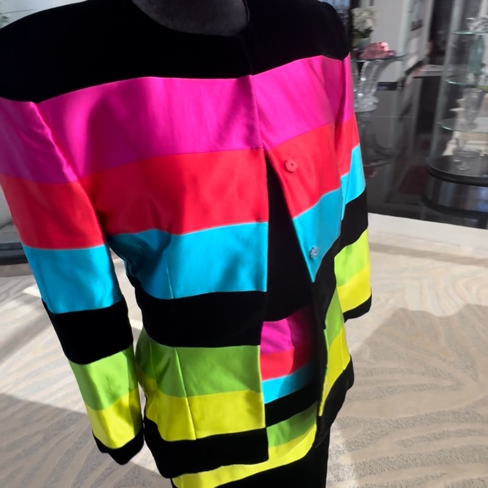 Bold Multicolor Striped Jacket and Dress - Picture 7 of 11